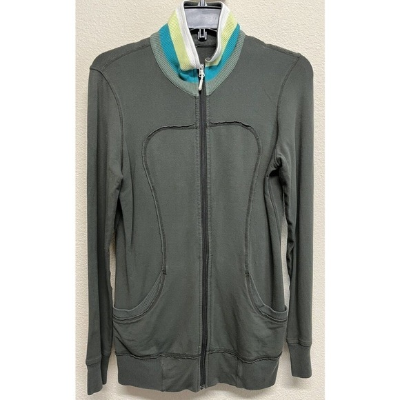Lululemon Striped Neckline Full Zip Jacket Size 6 Green - Picture 5 of 9